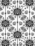 Black White Floral Symmetry Tile Rug