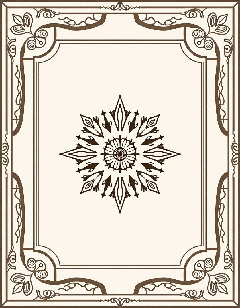 Brown Floral Medallion Frame Rug