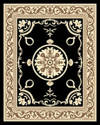 Ornate Blossom Black Vintage Medallion Rug