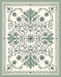 Sage Green Floral Symmetry Medallion Rug