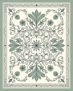 Sage Green Floral Symmetry Medallion Rug