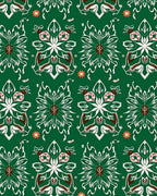 Emerald Green Floral Symmetry Rococo Rug