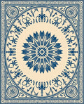 Deep Blue Circular Ornamental Bloom Rug