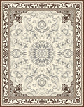 Cream and Brown Floral Medallion Rug
