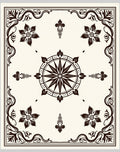 Dark Brown Compass Floral Corner Rug