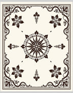 Dark Brown Compass Floral Corner Rug