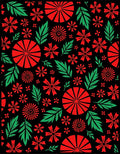 Bold Red Floral Leaf Garland Rug