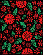 Bold Red Floral Leaf Garland Rug
