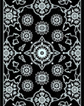 Black White Floral Medallion Rug