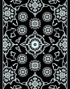 Black White Floral Medallion Rug