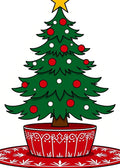 Festive Red Green Christmas Tree Rug