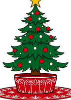 Festive Red Green Christmas Tree Rug