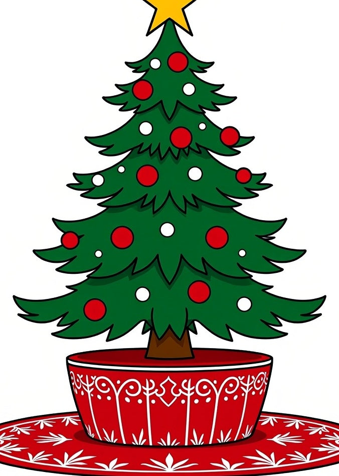 Festive Red Green Christmas Tree Rug