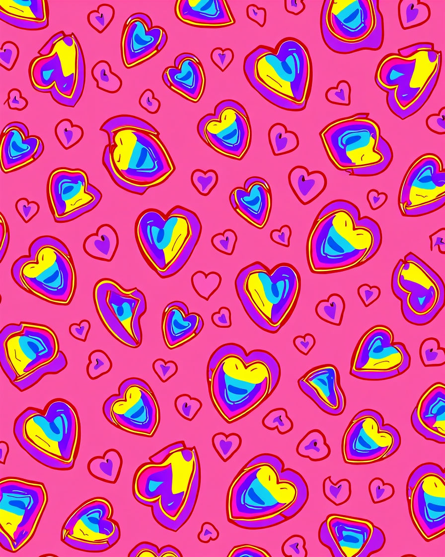 Vibrant Pink Heart Collage Rug