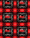 Red Black Plaid Truck Laurel Wreath Rug