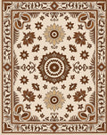 Earthy Brown Floral Medallion Border Rug