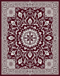 Deep Red and Cream Floral Medallion Rug