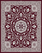 Deep Red and Cream Floral Medallion Rug