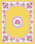 Vibrant Pink Floral Yellow Border Rug
