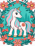 Cute Pastel Unicorn Flower Forest Rug