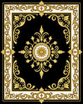 Opulent Gold Baroque Floral Medallion Rug
