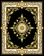 Opulent Gold Baroque Floral Medallion Rug