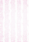 Dainty Pink Scrollwork Vertical Stripe Rug