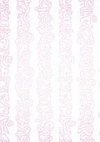 Dainty Pink Scrollwork Vertical Stripe Rug