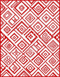 Vibrant Red Diamond Folk Art Rug