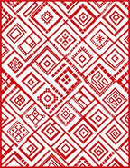 Vibrant Red Diamond Folk Art Rug