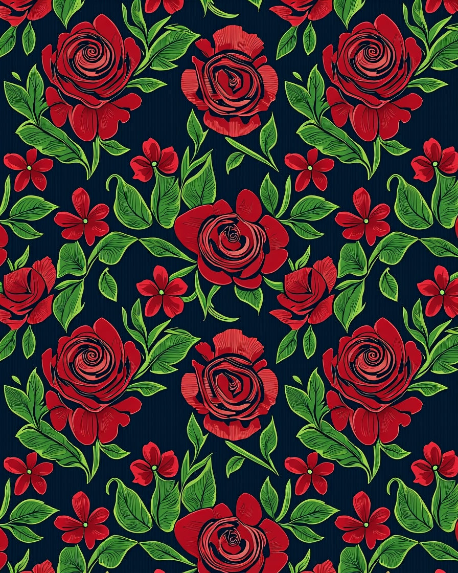 Rich Red Rose Botanical Garden Rug