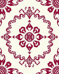 Crimson Floral Scrollwork Medallion Rug