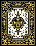 Ornate Black and Gold Floral Medallion Rug