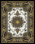 Ornate Black and Gold Floral Medallion Rug