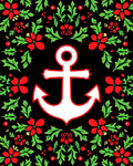 Nautical Anchor Red Floral Garland Rug