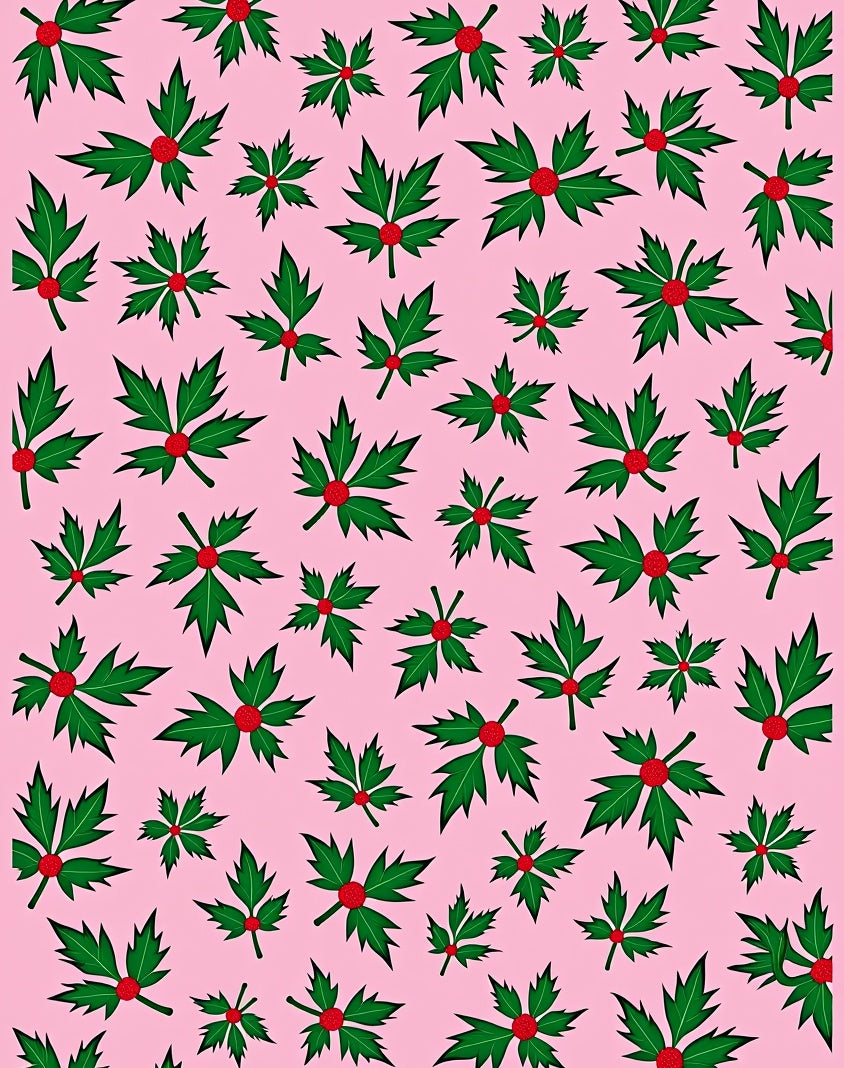 Festive Green Holly Berry Blossom Rug