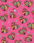 Vibrant Rainbow Striped Heart Collage Rug