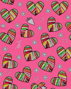 Vibrant Rainbow Striped Heart Collage Rug