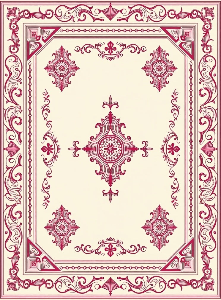 Regal Crimson Floral Filigree Rug