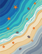 Ocean Waves Beach Starfish Collection Rug
