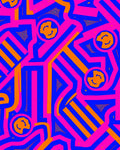 Bright Pink Blue Orange Abstract Faces Rug