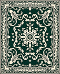 Emerald Ivory Arabesque Scroll Rug