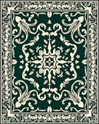 Emerald Ivory Arabesque Scroll Rug