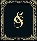 Antique Gold Swirl Border Ampersand Rug