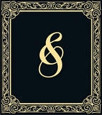 Antique Gold Swirl Border Ampersand Rug