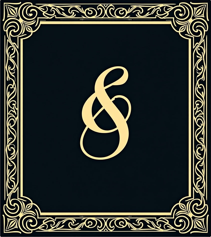 Antique Gold Swirl Border Ampersand Rug
