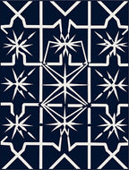 Geometric White Starburst Navy Rug