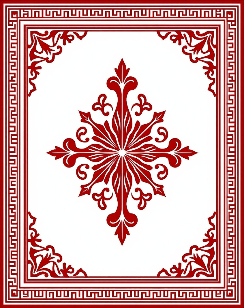 Crimson Traditional Medallion Four Corners Rug