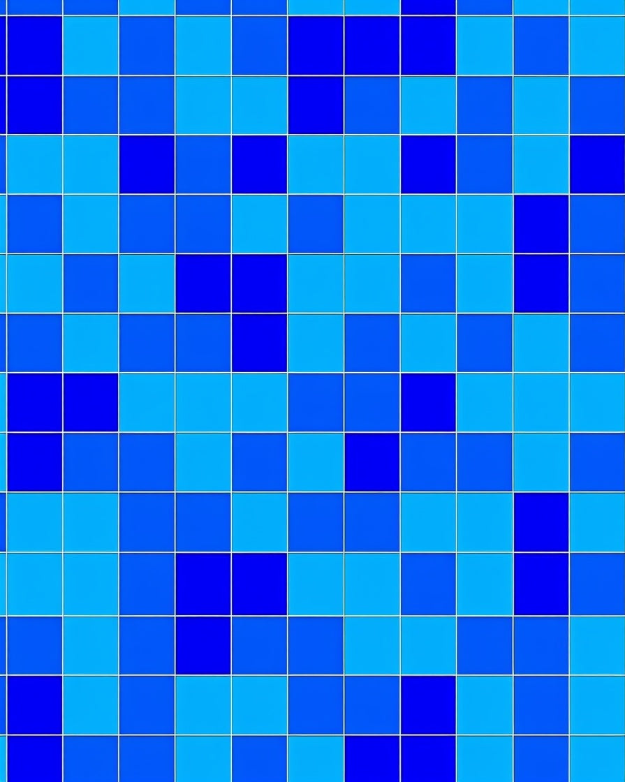 Modern Blue Square Grid Rug