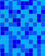 Modern Blue Square Grid Rug